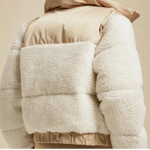 Abercrombie & Fitch Cream and Tan Sherpa Puffer Jacket mini XS ultra collection - Picture 2 of 11